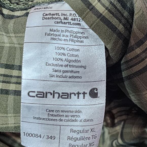 Men's Carhartt Button Down Striped Long Sleeve Workwear Casual XL 100% Cotton - Picture 5 of 5